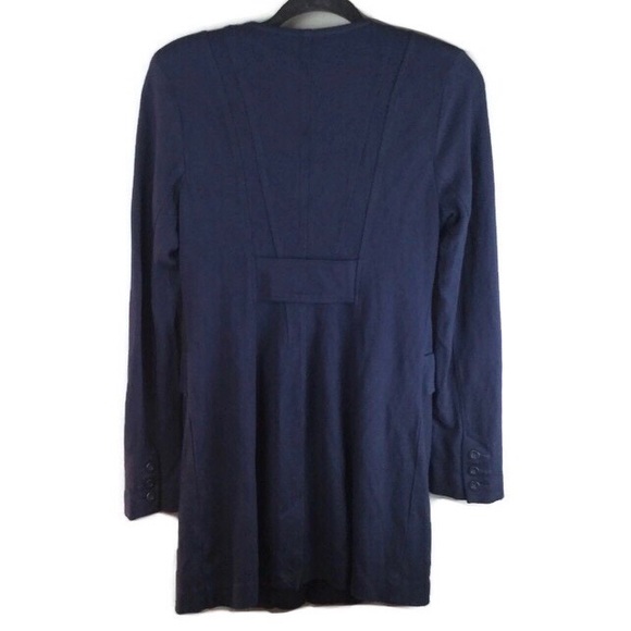 Cabi Lido Collarless Button Front Mid-Length Navy Ponte Knit Jacket Size Small - Picture 3 of 14